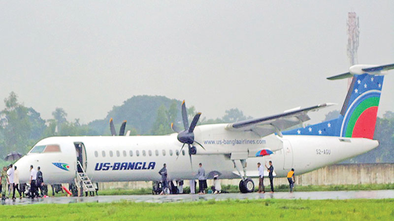 An-aircraft-of-US-Bangla-Airlines-skids-off-the-runway