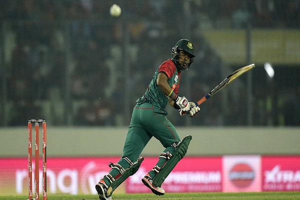 Bangladesh cricketer Sabbir Rahman plays a shot during a Twenty20 cricket match between India and Bangladesh for the Asia Cup T20 cricket tournament at The Sher-e-Bangla National Cricket Stadium in Dhaka on February 24, 2016. AFP PHOTO/Munir uz ZAMAN / AFP / MUNIR UZ ZAMAN (Photo credit should read MUNIR UZ ZAMAN/AFP/Getty Images)